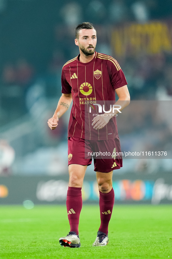 Bryan Cristante of AS Roma looks on during the UEFA Europa League 2024/25 League Phase MD1 match between AS Roma and Athletic Club at Stadio...