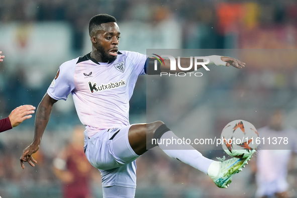 Inaki Williams of Athletic Club controls the ball during the UEFA Europa League 2024/25 League Phase MD1 match between AS Roma and Athletic...