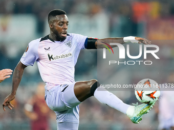 Inaki Williams of Athletic Club controls the ball during the UEFA Europa League 2024/25 League Phase MD1 match between AS Roma and Athletic...