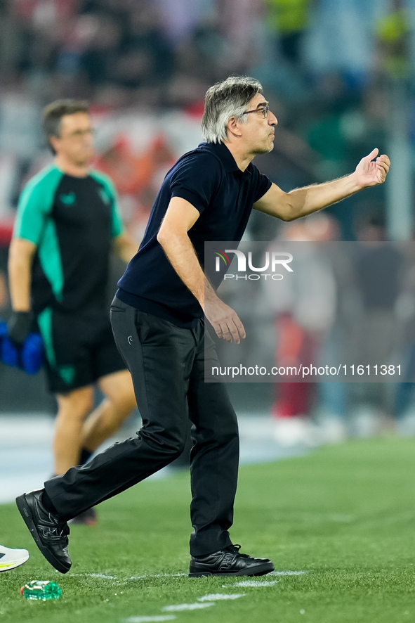 Ivan Juric head coach of AS Roma gestures during the UEFA Europa League 2024/25 League Phase MD1 match between AS Roma and Athletic Club at...