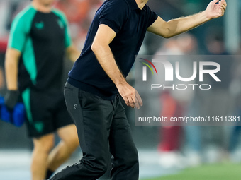 Ivan Juric head coach of AS Roma gestures during the UEFA Europa League 2024/25 League Phase MD1 match between AS Roma and Athletic Club at...