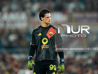 Mile Svilar of AS Roma looks on during the UEFA Europa League 2024/25 League Phase MD1 match between AS Roma and Athletic Club at Stadio Oli...