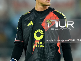 Mile Svilar of AS Roma looks on during the UEFA Europa League 2024/25 League Phase MD1 match between AS Roma and Athletic Club at Stadio Oli...