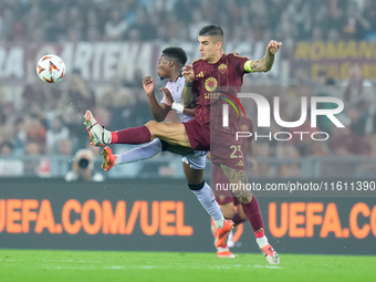 Alvaro Djalo' of Athletic Club and Gianluca Mancini of AS Roma compete for the ball during the UEFA Europa League 2024/25 League Phase MD1 m...