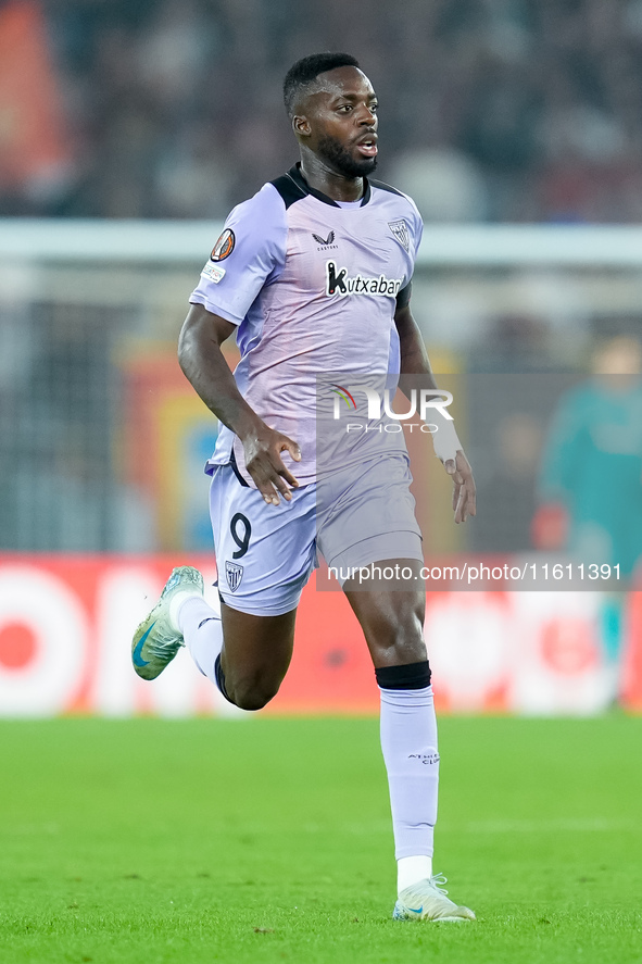 Inaki Williams of Athletic Club looks on during the UEFA Europa League 2024/25 League Phase MD1 match between AS Roma and Athletic Club at S...