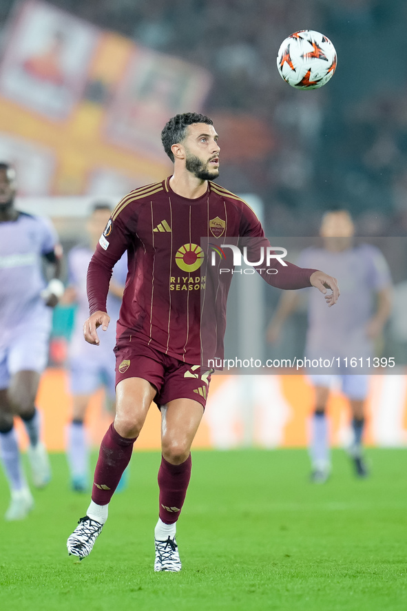 Mario Hermoso of AS Roma during the UEFA Europa League 2024/25 League Phase MD1 match between AS Roma and Athletic Club at Stadio Olimpico o...