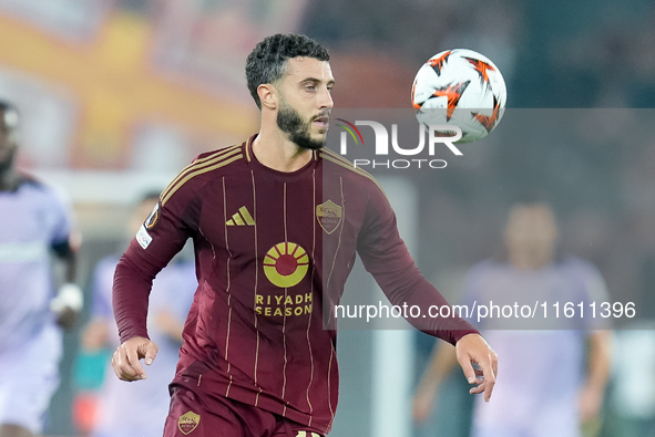 Mario Hermoso of AS Roma during the UEFA Europa League 2024/25 League Phase MD1 match between AS Roma and Athletic Club at Stadio Olimpico o...