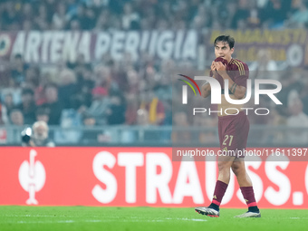 Paulo Dybala of AS Roma reacts during the UEFA Europa League 2024/25 League Phase MD1 match between AS Roma and Athletic Club at Stadio Olim...