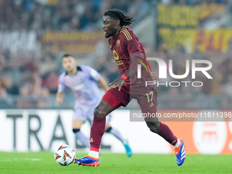 Manu Kone' of AS Roma during the UEFA Europa League 2024/25 League Phase MD1 match between AS Roma and Athletic Club at Stadio Olimpico on S...