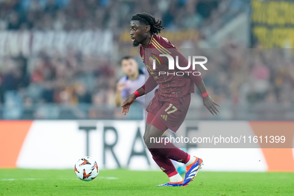 Manu Kone' of AS Roma during the UEFA Europa League 2024/25 League Phase MD1 match between AS Roma and Athletic Club at Stadio Olimpico on S...