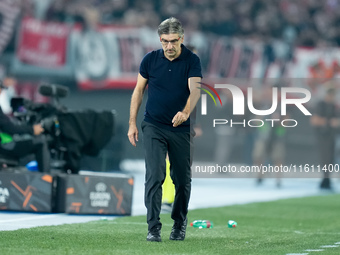 Ivan Juric head coach of AS Roma looks on during the UEFA Europa League 2024/25 League Phase MD1 match between AS Roma and Athletic Club at...