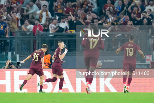 Artem Dovbyk of AS Roma celebrates after scoring first goal during the UEFA Europa League 2024/25 League Phase MD1 match between AS Roma and...