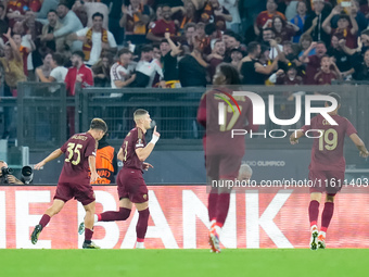 Artem Dovbyk of AS Roma celebrates after scoring first goal during the UEFA Europa League 2024/25 League Phase MD1 match between AS Roma and...