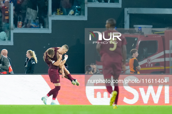 Artem Dovbyk of AS Roma celebrates after scoring first goal during the UEFA Europa League 2024/25 League Phase MD1 match between AS Roma and...