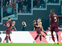 Artem Dovbyk of AS Roma celebrates after scoring first goal during the UEFA Europa League 2024/25 League Phase MD1 match between AS Roma and...