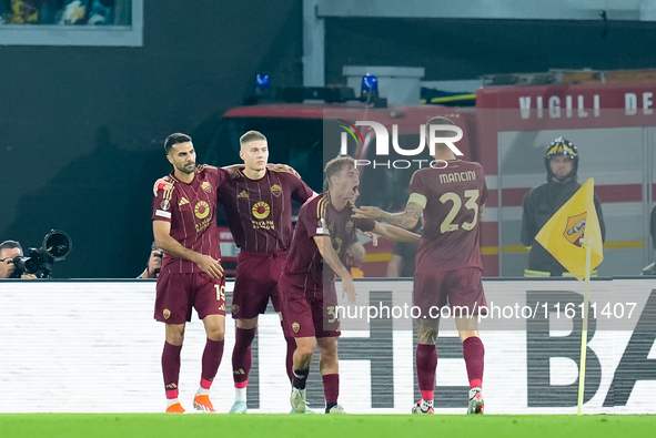 Artem Dovbyk of AS Roma celebrates after scoring first goal during the UEFA Europa League 2024/25 League Phase MD1 match between AS Roma and...