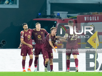 Artem Dovbyk of AS Roma celebrates after scoring first goal during the UEFA Europa League 2024/25 League Phase MD1 match between AS Roma and...