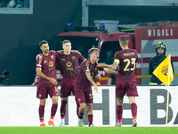 Artem Dovbyk of AS Roma celebrates after scoring first goal during the UEFA Europa League 2024/25 League Phase MD1 match between AS Roma and...