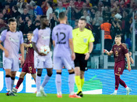 Artem Dovbyk of AS Roma celebrates after scoring first goal during the UEFA Europa League 2024/25 League Phase MD1 match between AS Roma and...