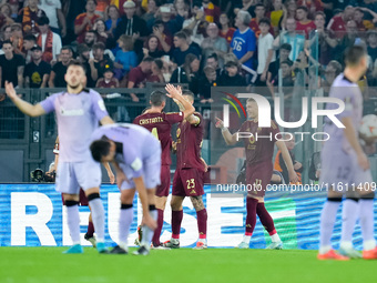 Artem Dovbyk of AS Roma celebrates after scoring first goal during the UEFA Europa League 2024/25 League Phase MD1 match between AS Roma and...