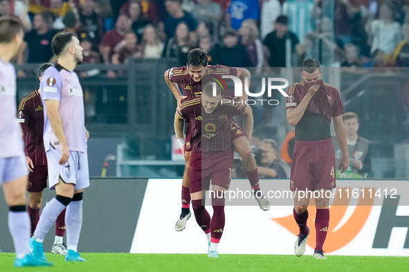 Artem Dovbyk of AS Roma celebrates after scoring first goal during the UEFA Europa League 2024/25 League Phase MD1 match between AS Roma and...