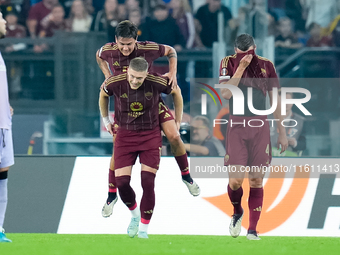 Artem Dovbyk of AS Roma celebrates after scoring first goal during the UEFA Europa League 2024/25 League Phase MD1 match between AS Roma and...