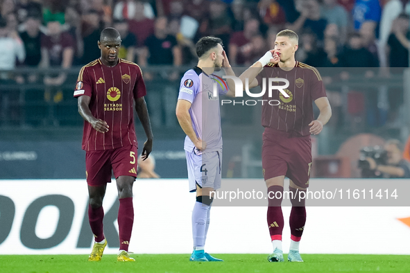 Artem Dovbyk of AS Roma celebrates after scoring first goal during the UEFA Europa League 2024/25 League Phase MD1 match between AS Roma and...