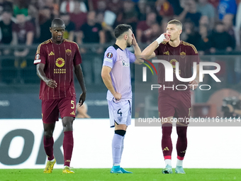 Artem Dovbyk of AS Roma celebrates after scoring first goal during the UEFA Europa League 2024/25 League Phase MD1 match between AS Roma and...