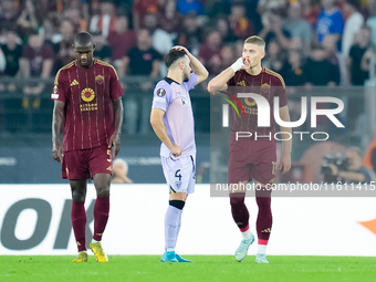 Artem Dovbyk of AS Roma celebrates after scoring first goal during the UEFA Europa League 2024/25 League Phase MD1 match between AS Roma and...