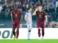 Artem Dovbyk of AS Roma celebrates after scoring first goal during the UEFA Europa League 2024/25 League Phase MD1 match between AS Roma and...