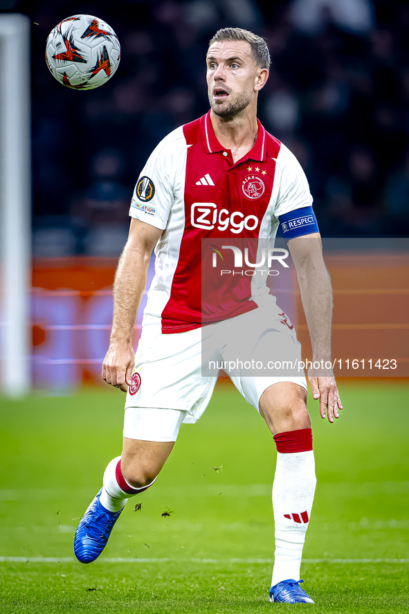 AFC Ajax Amsterdam midfielder Jordan Henderson during the match between Ajax and Besiktas at the Johan Cruijff ArenA for the UEFA Europa Lea...