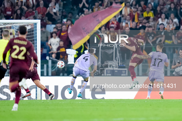 Artem Dovbyk of AS Roma scores first goal during the UEFA Europa League 2024/25 League Phase MD1 match between AS Roma and Athletic Club at...