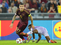 Gianluca Mancini centre-back of Roma and Italy and Alvaro Djalo left winger of Athletic Club and Spain compete for the ball during the UEFA...