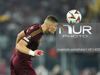 Artem Dovbyk centre-forward of Roma and Ukraine in action during the UEFA Europa League 2024/25 League Phase MD1 match between AS Roma and A...