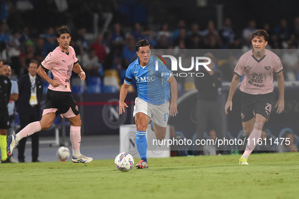 Giacomo Raspadori of SSC Napoli during the Coppa Italia match between SSC Napoli and Palermo FC at Stadio Diego Armando Maradona Naples Ital...