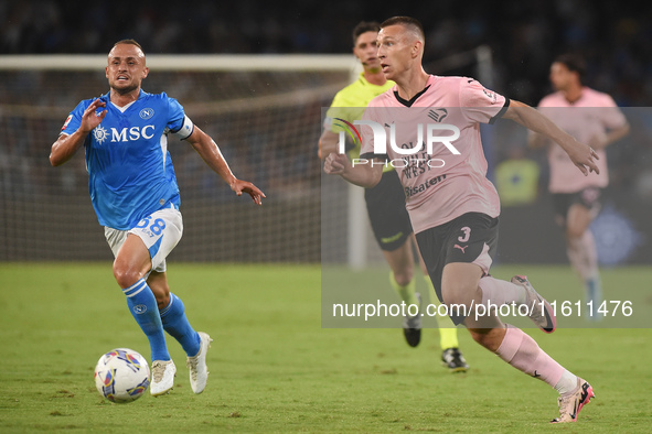 Kristoffer Lund of Palermo FC during the Coppa Italia match between SSC Napoli and Palermo FC at Stadio Diego Armando Maradona Naples Italy...