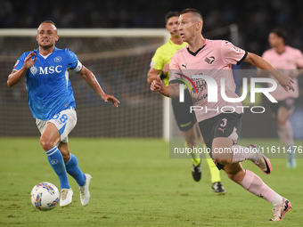 Kristoffer Lund of Palermo FC during the Coppa Italia match between SSC Napoli and Palermo FC at Stadio Diego Armando Maradona Naples Italy...