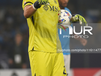 Elia Caprile of SSC Napoli during the Coppa Italia match between SSC Napoli and Palermo FC at Stadio Diego Armando Maradona Naples Italy on...