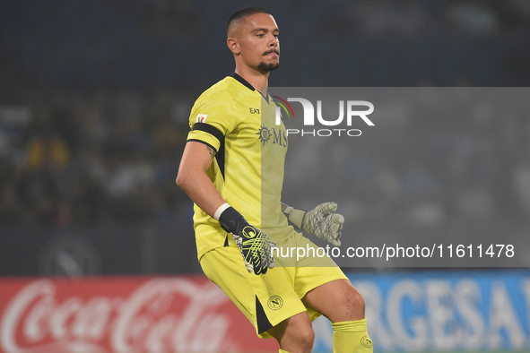 Elia Caprile of SSC Napoli during the Coppa Italia match between SSC Napoli and Palermo FC at Stadio Diego Armando Maradona Naples Italy on...