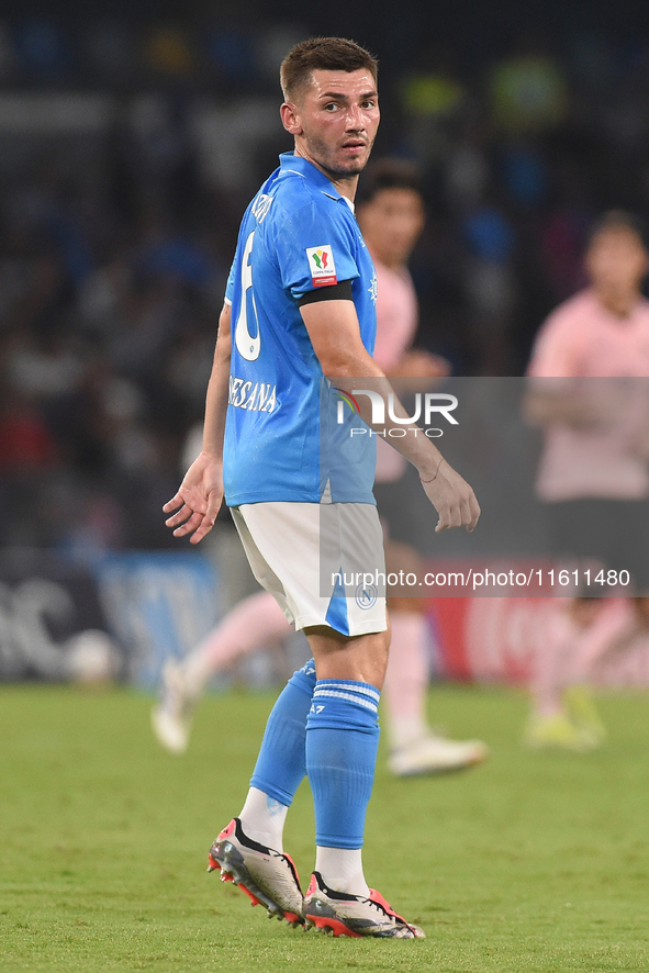 Billy Gilmour of SSC Napoli during the Coppa Italia match between SSC Napoli and Palermo FC at Stadio Diego Armando Maradona Naples Italy on...