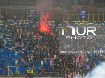 Supporters of Palermo FC during the Coppa Italia match between SSC Napoli and Palermo FC at Stadio Diego Armando Maradona Naples Italy on 26...