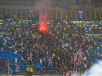 Supporters of Palermo FC during the Coppa Italia match between SSC Napoli and Palermo FC at Stadio Diego Armando Maradona Naples Italy on 26...