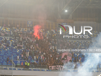 Supporters of Palermo FC during the Coppa Italia match between SSC Napoli and Palermo FC at Stadio Diego Armando Maradona Naples Italy on 26...