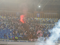 Supporters of Palermo FC during the Coppa Italia match between SSC Napoli and Palermo FC at Stadio Diego Armando Maradona Naples Italy on 26...