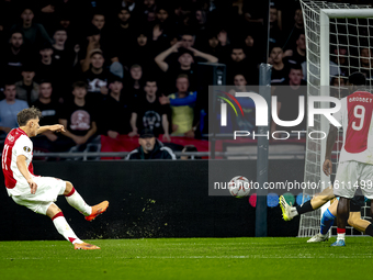 AFC Ajax Amsterdam forward Carlos Forbs scores the 2-0 during the match Ajax vs. Besiktas at the Johan Cruijff ArenA for the UEFA Europa Lea...