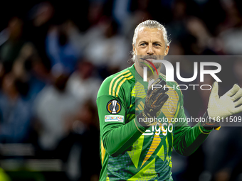 AFC Ajax Amsterdam goalkeeper Remko Pasveer celebrates the goal during the match between Ajax and Besiktas at the Johan Cruijff ArenA for th...