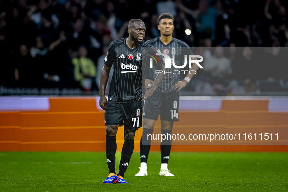 Besiktas JK midfielder Jean Onana appears dejected during the match between Ajax and Besiktas at the Johan Cruijff ArenA for the UEFA Europa...