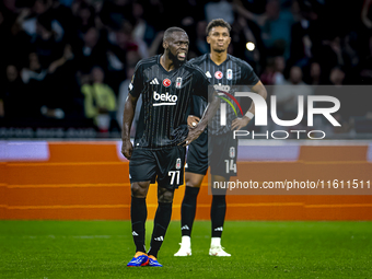 Besiktas JK midfielder Jean Onana appears dejected during the match between Ajax and Besiktas at the Johan Cruijff ArenA for the UEFA Europa...