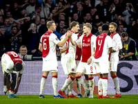 AFC Ajax Amsterdam midfielder Kenneth Taylor scores the 3-0 goal and celebrates during the match between Ajax and Besiktas at the Johan Crui...