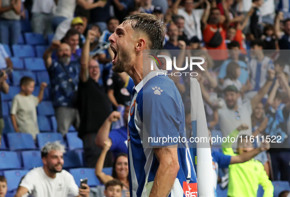 Jofre Carreras celebrates a goal during the match between RCD Espanyol and Villarreal CF, corresponding to week 7 of LaLiga EA Sports, at th...